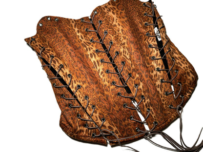 Velours Korsett mit Leo-Print & 4 Schnürungen | 2025 Kollektion #777