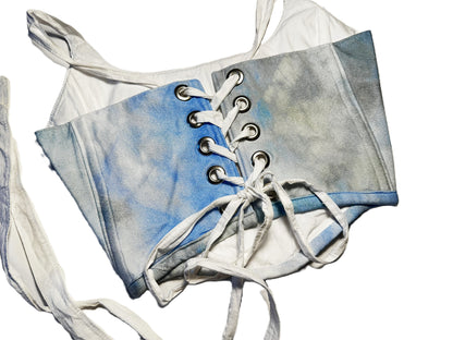 Wendbares Jersey Korsett mit Batikmuster Blau #778