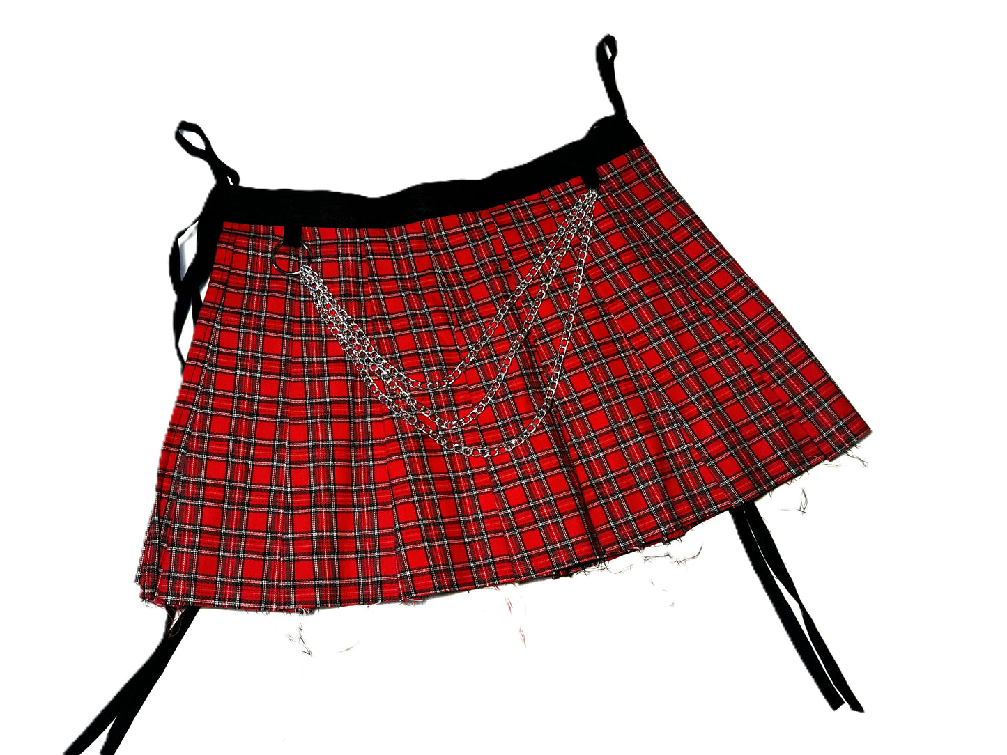 Roter Karo Wickelrock aus Baumwolle mit Kette | 2025 #781