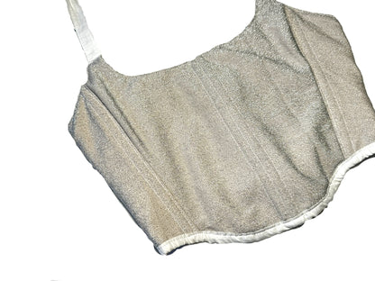 Silber-weißes Glitzer Korsett mit verstellbaren Trägern #784