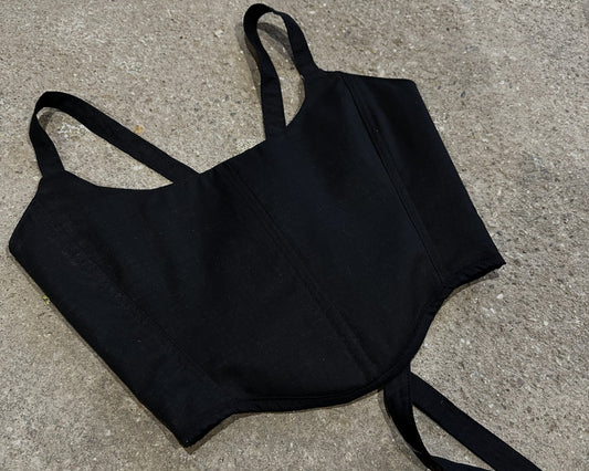 Schwarzes Basic Korsett mit verstellbaren Trägern – Wendbar #852
