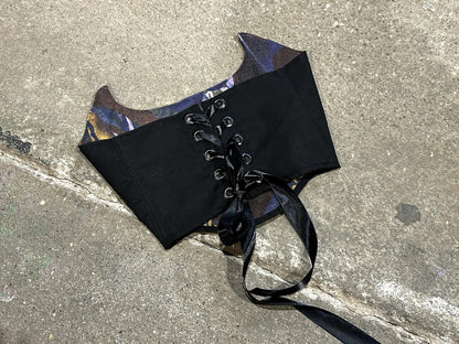 Wendbares Basic Baumwollkorsett im Bulls Schnitt – Schwarz / Lila Muster #853