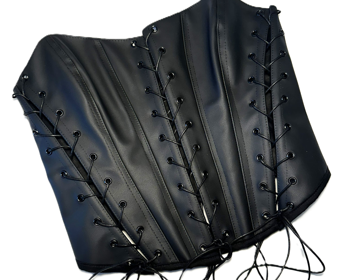 Multi Lace Corset – Matte Faux Leather #859
