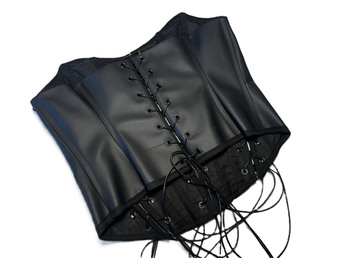 Multi Lace Corset – Matte Faux Leather #859