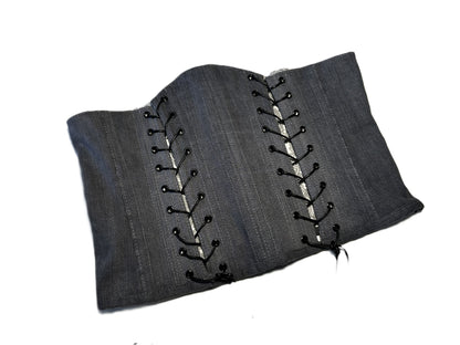 Upcycled Denim Underbust Corsage – Double Lace #860