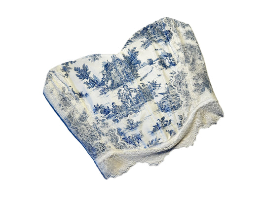 Toile de Jouy Corsage – French Vintage Coquette Top #873