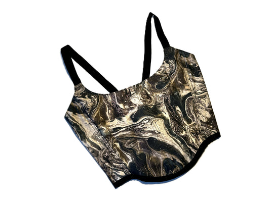 Marble Corsage – Earth Tone Abstract Corset Top