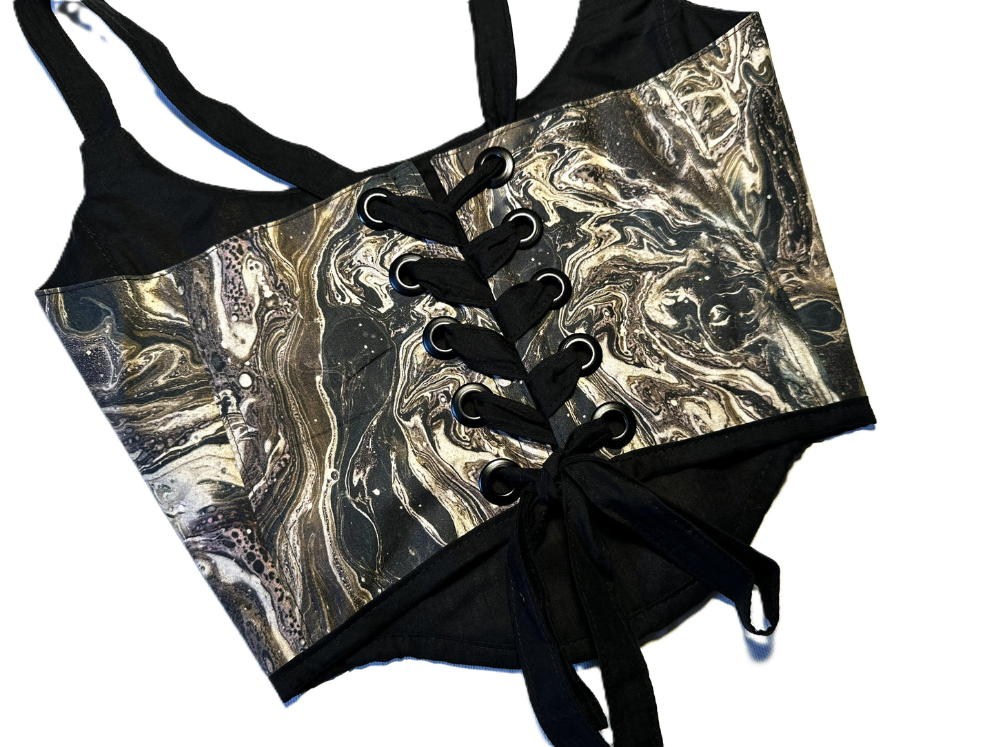 Marble Corsage – Earth Tone Abstract Corset Top