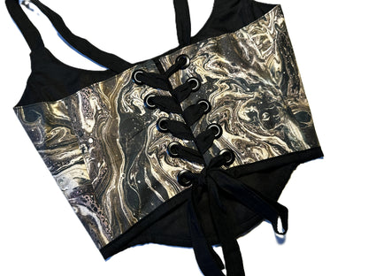 Marble Corsage – Earth Tone Abstract Corset Top