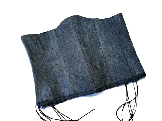 Dark Denim Underbust Corsage – Reworked Streetwear Einzelstück #881