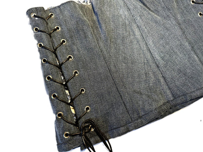 Dark Denim Underbust Corsage – Reworked Streetwear Einzelstück #881