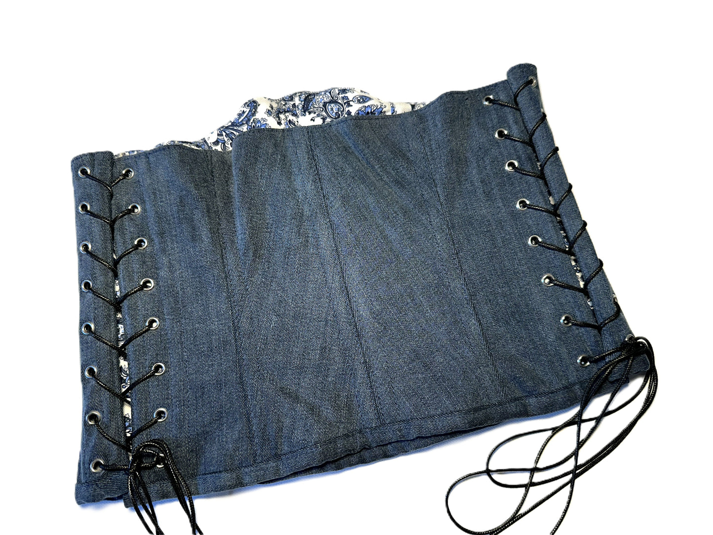 Dark Denim Underbust Corsage – Reworked Streetwear Einzelstück #881