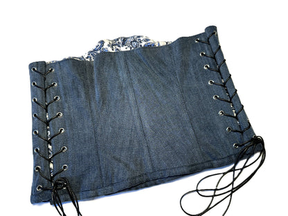 Dark Denim Underbust Corsage – Reworked Streetwear Einzelstück #881