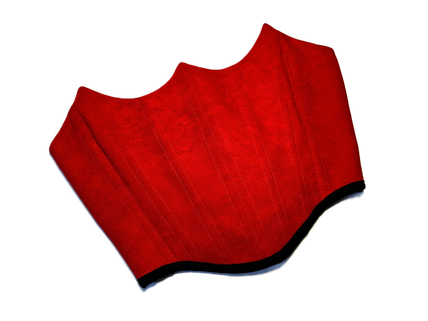 Red Faux Suede Corsage – Dark Romantic Statement Top #882