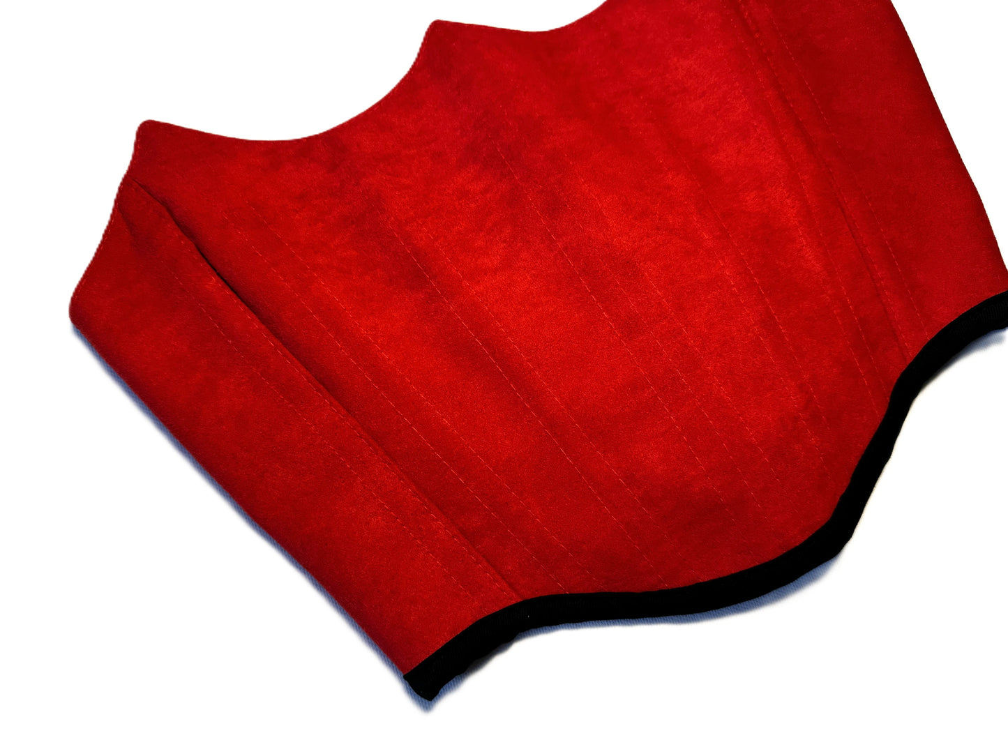 Red Faux Suede Corsage – Dark Romantic Statement Top #882