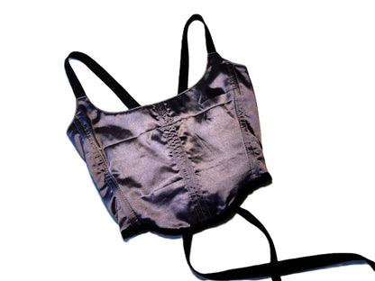 Lilac Satin Corsage – Romantic Y2K Corset Top #884