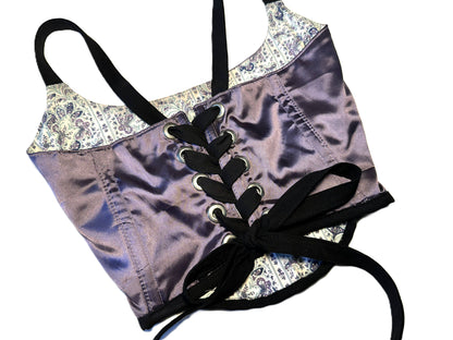 Lilac Satin Corsage – Romantic Y2K Corset Top #884