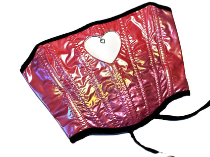 Pink Holographic Heart Corsage – Cyber Barbie Einzelstück #885
