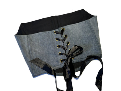 Denim Pocket Corsage – Upcycled Y2K Einzelstück #886