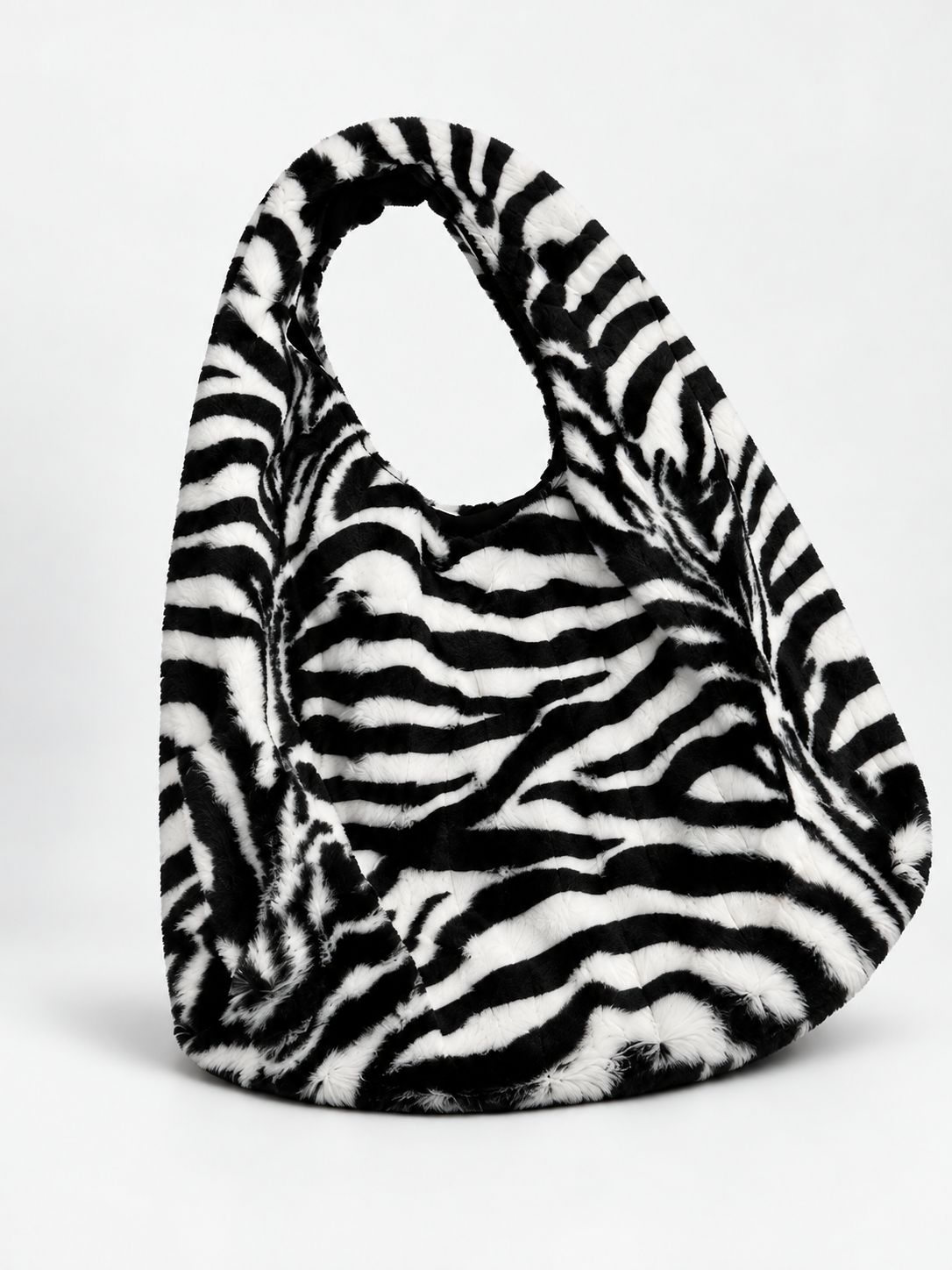 Zebra Faux Fur Bag – Schwarze & Weiße Kunstfell Schultertasche