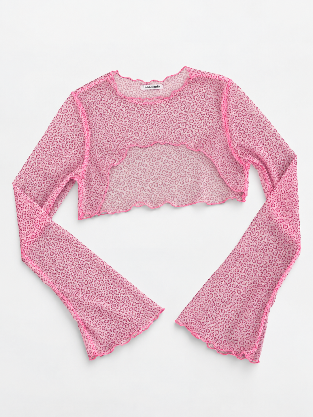 Pink Leopard Mesh Longsleeve – Y2K Crop Top