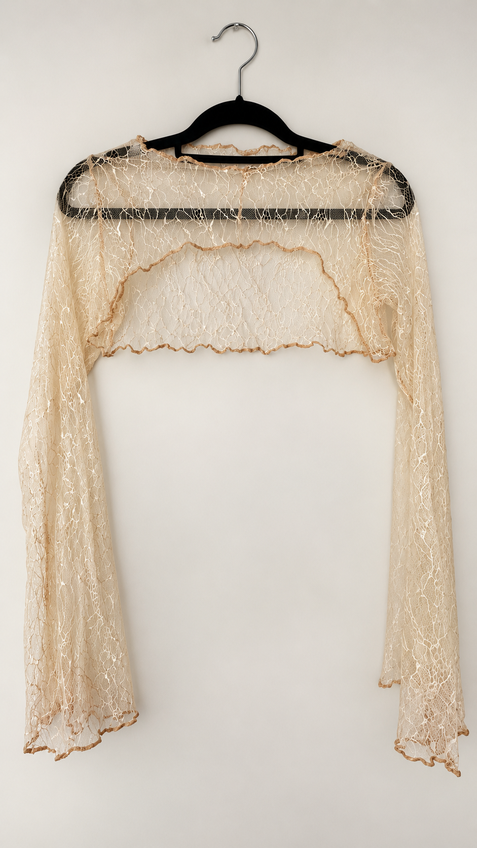 Vintage Spitzen-Sleeve in Champagner | Transparentes Lace Bolero mit langen Ärmeln