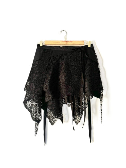 Champagne Fairy Wrap Skirt – Bestickter Spitzenrock mit Perlendetails #R043